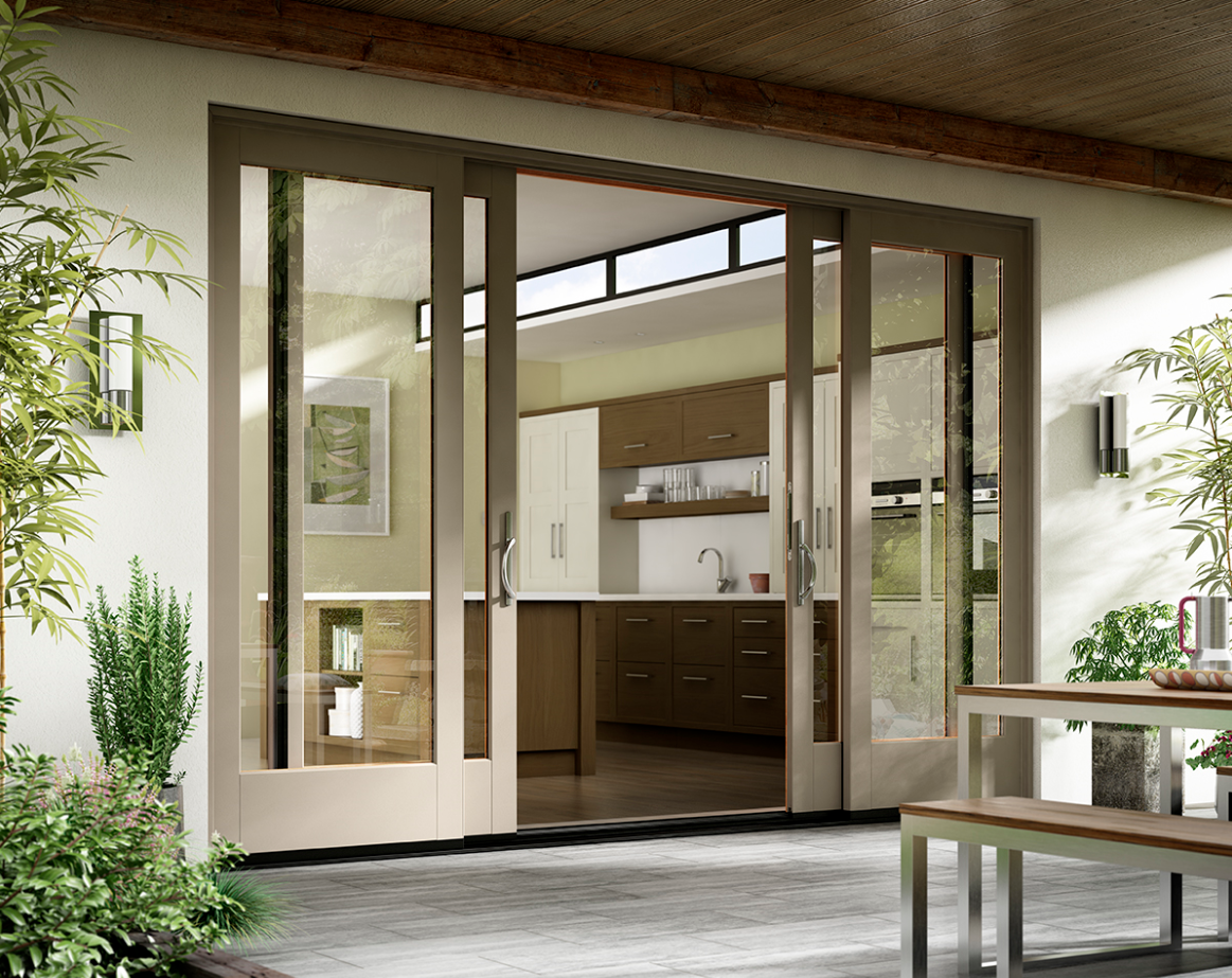 Essence Series wood interior fiberglass exterior patio door