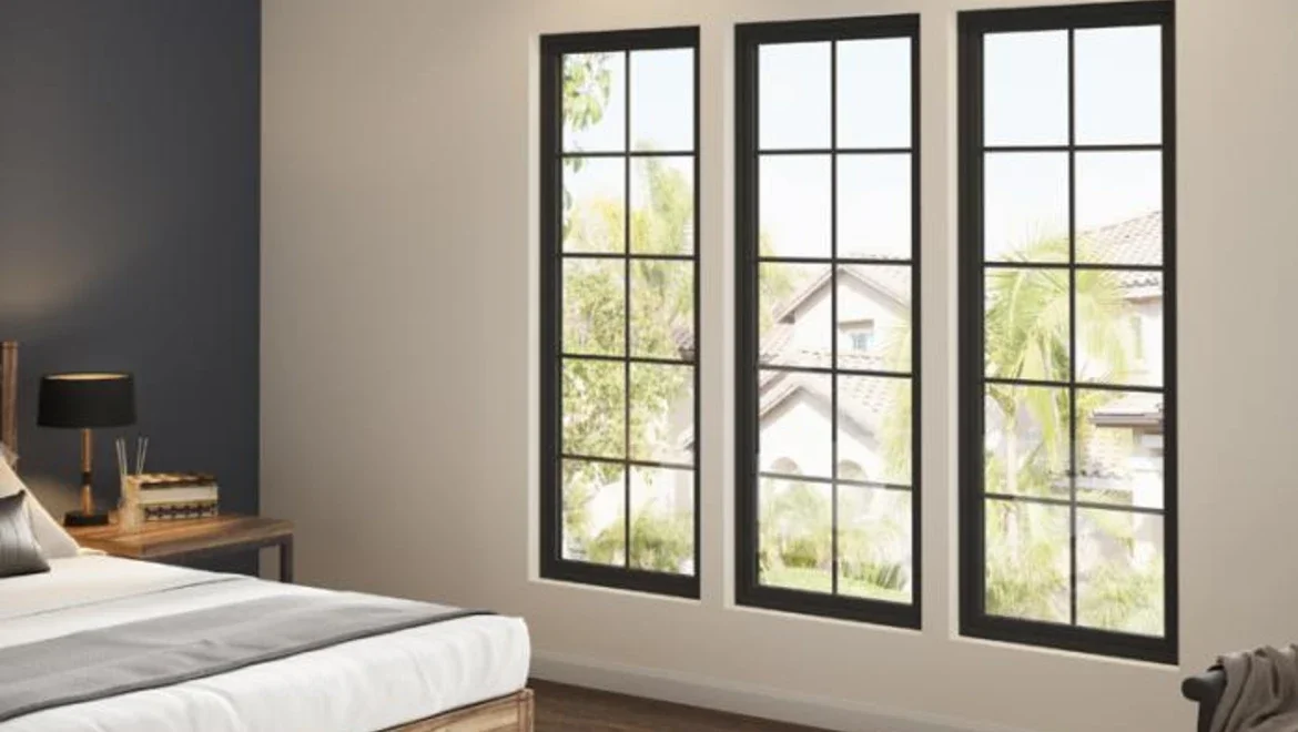 Black windows in Bedroom 