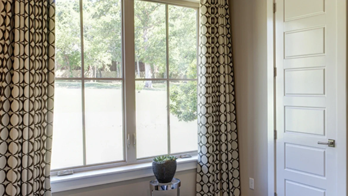 Bedroom facing casement windows