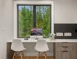 Office room with black casement windows