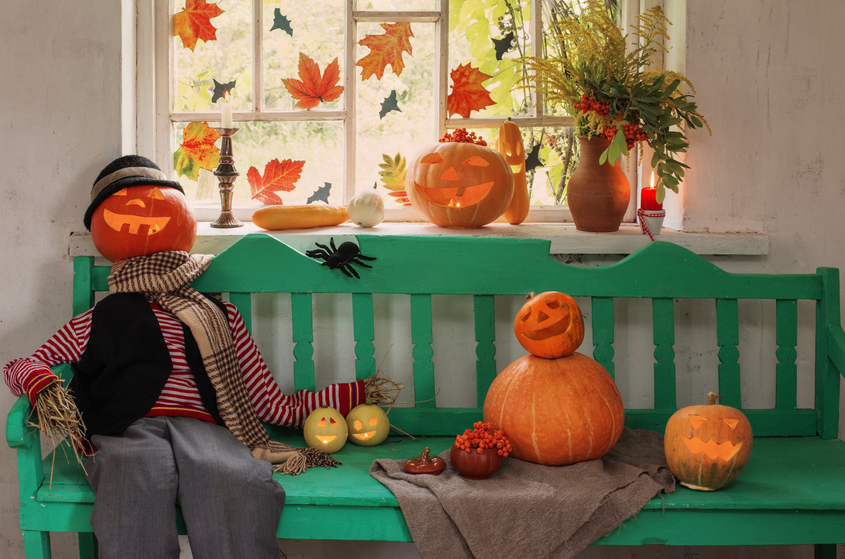 Expand your Halloween Window Decorations with a Bench 