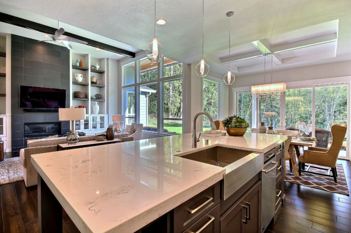 open concept kitchen and dining room