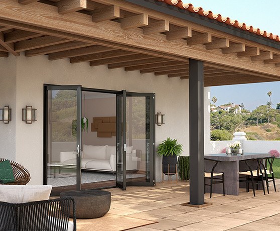 bi-fold glass walls