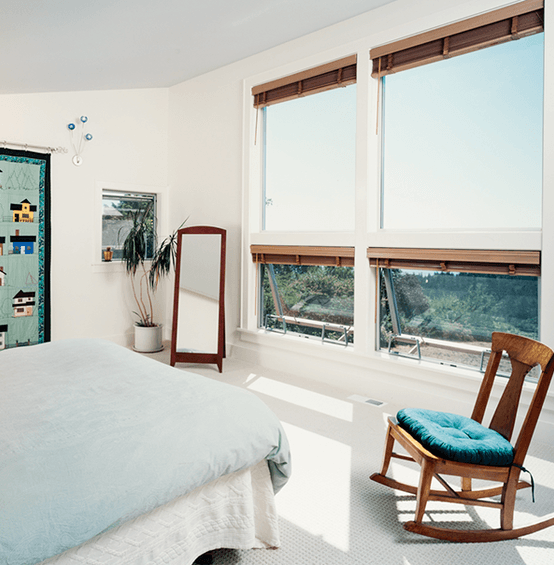 Bedroom facing awning windows