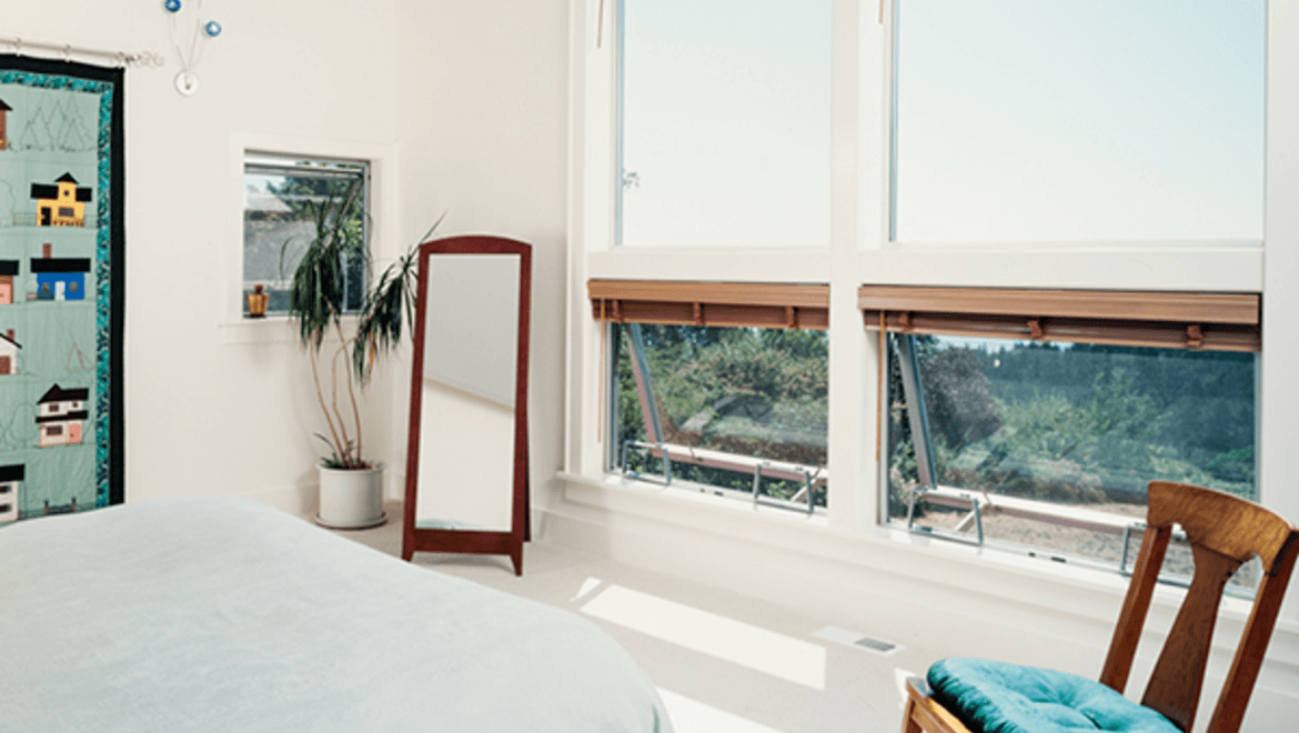 Bedroom facing awning windows