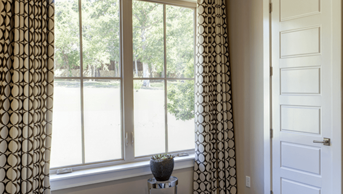 Bedroom facing casement windows