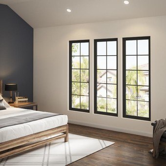 Black windows in Bedroom 