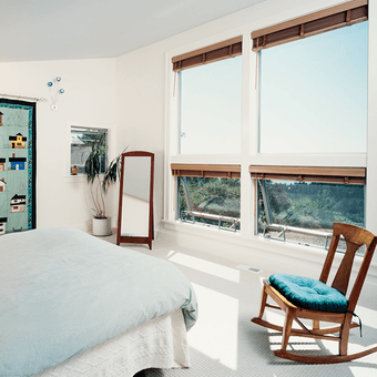 Bedroom facing awning windows