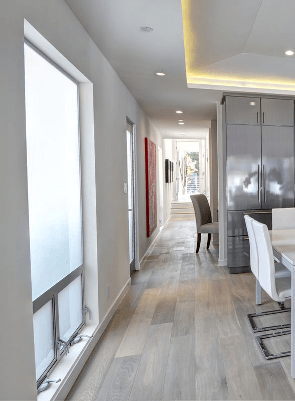 Dining room area with awning windows on the left