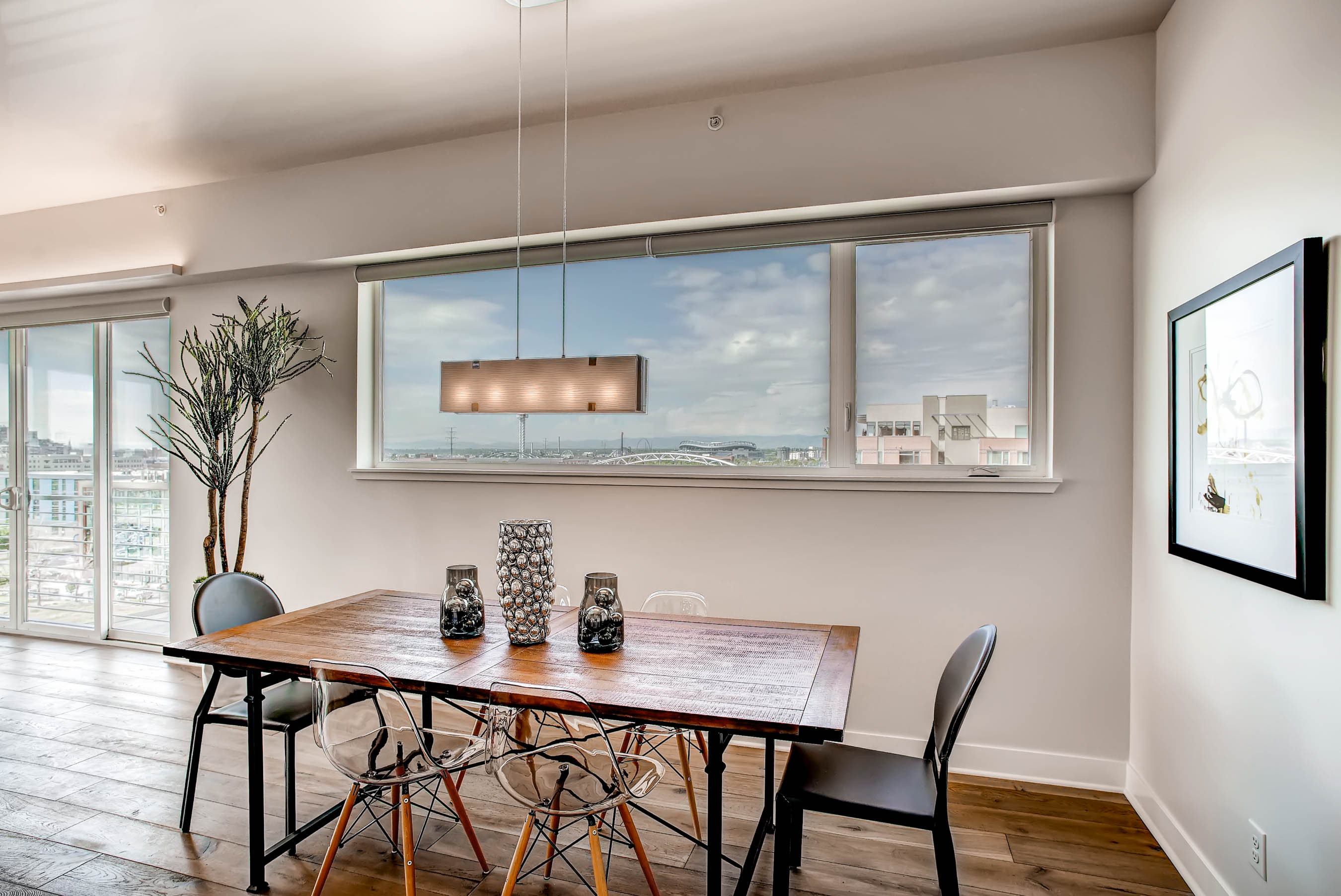 Horizontal Sliding window over dining room table