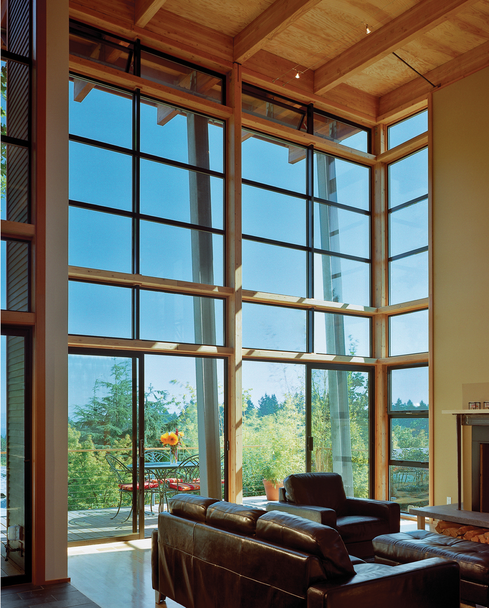 Aluminum windows in combination make a glass wall