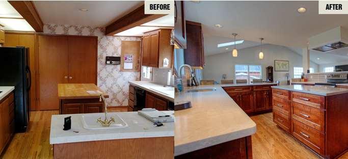 Before and after kitchen remodel photos