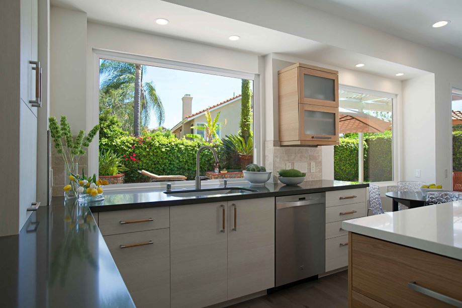 Kitchen remodeling project features white vinyl windows
