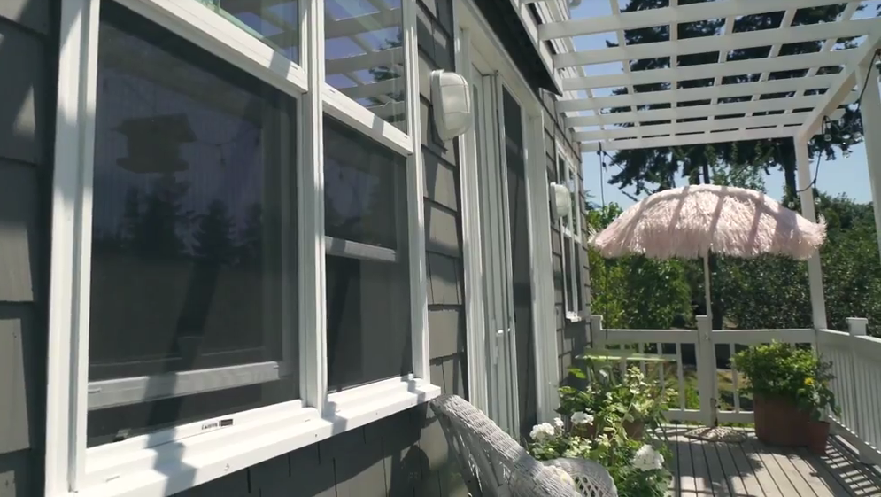 Fiberglass windows and patio doors on a balcony