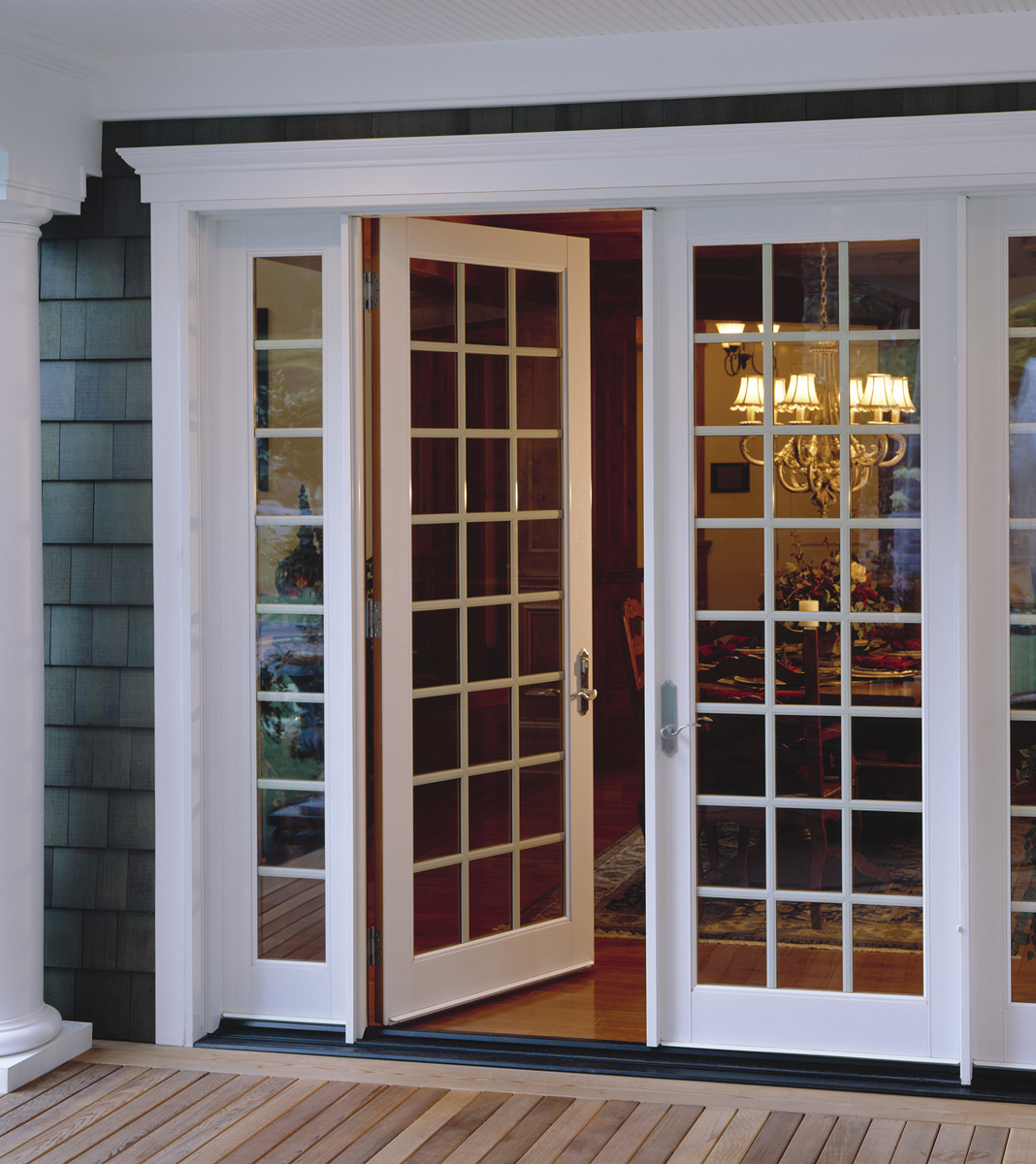 Swinging French door with grids