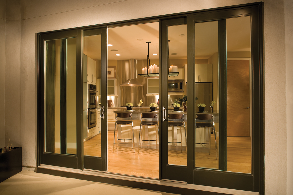 Fiberglass sliding patio door dark frames