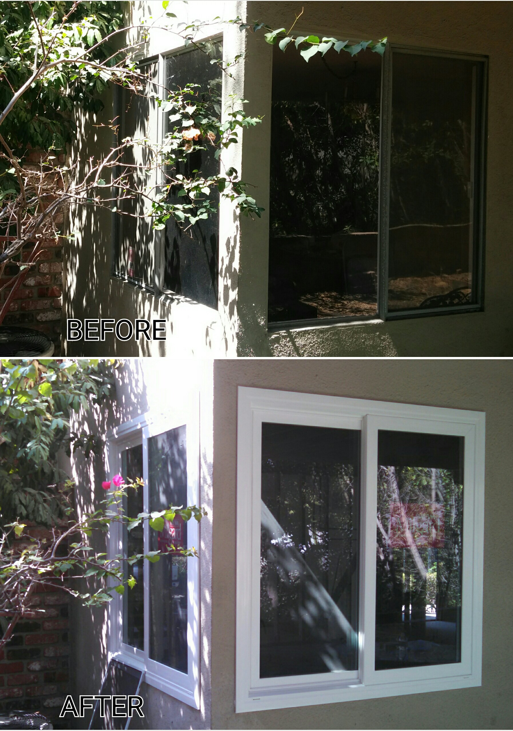 before and after shot of replacement horizontal window