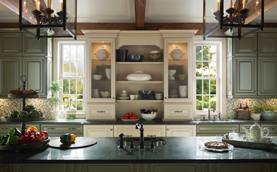 Narrow Windows Tucked Between Cabinets  What if you might have some room for windows, but not much? Try adding narrow windows tucked between upper cabinets and shelves to bring much needed natural light into your kitchen area. This can provide natural lighting to any kitchen space.